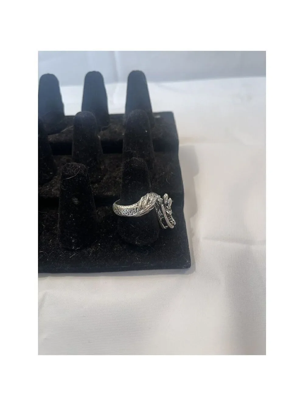 Vintage Chinese Dragon 3D Ring Silver Tone Size 8